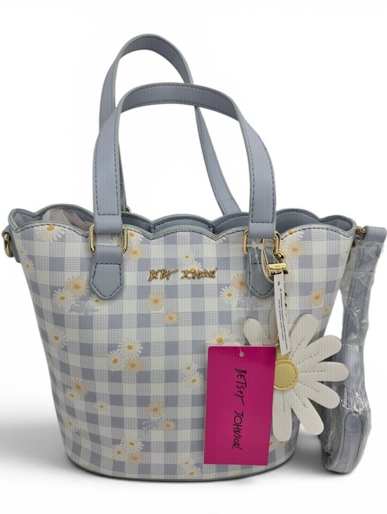 Betsey Johnson Handbags - 💙▪️Betsey Johnson ▪️Light Blue Daisy  XOBLOOM Gingham Tote Bag